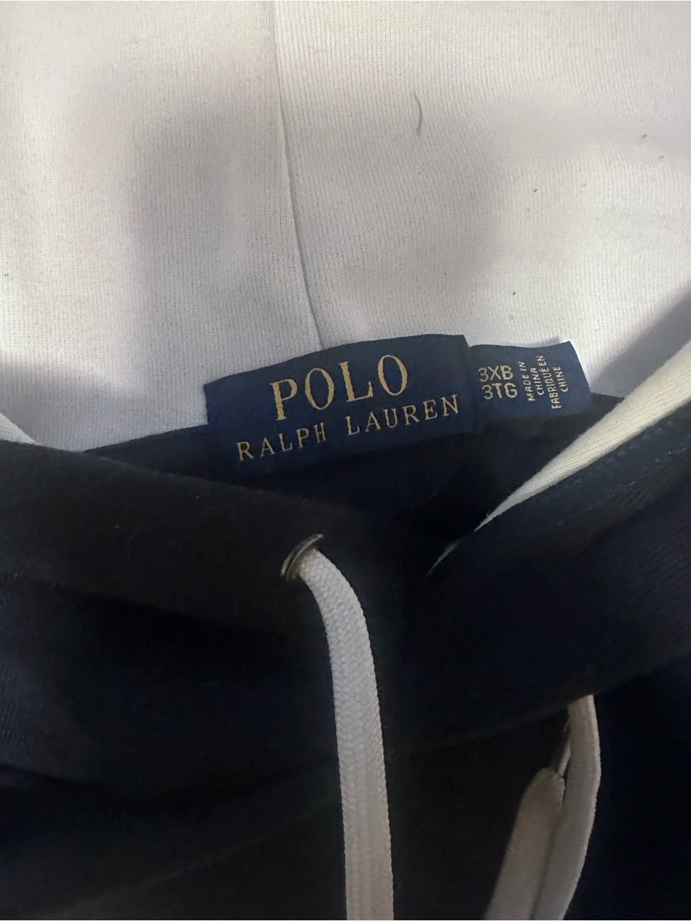 Polo by Ralph Lauren Black Hoodie with Red and Cream Stripe